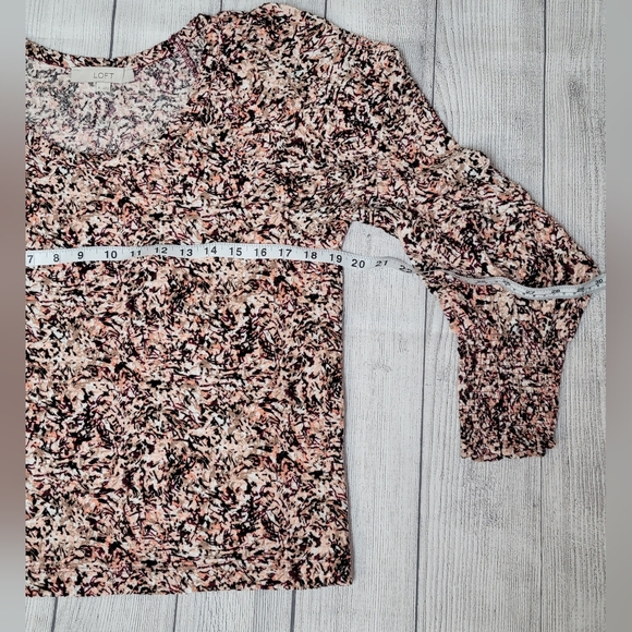 Womens Loft Textured Long Balloon Sleeve Multicolor Blouse Size M - Picture 6 of 10